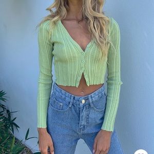 Mariah Cropped Cardigan Green